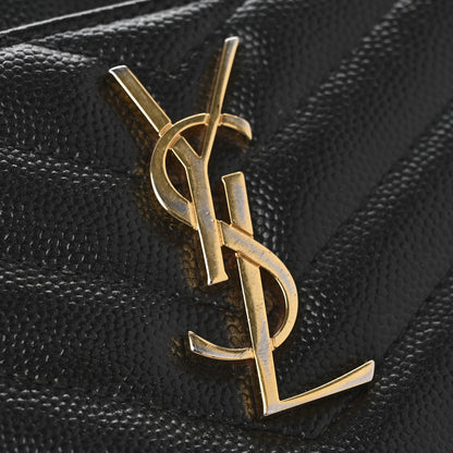 Saint Laurent Grain De Poudre Chevron Monogram Large Bill Pouch Black 8 of 10