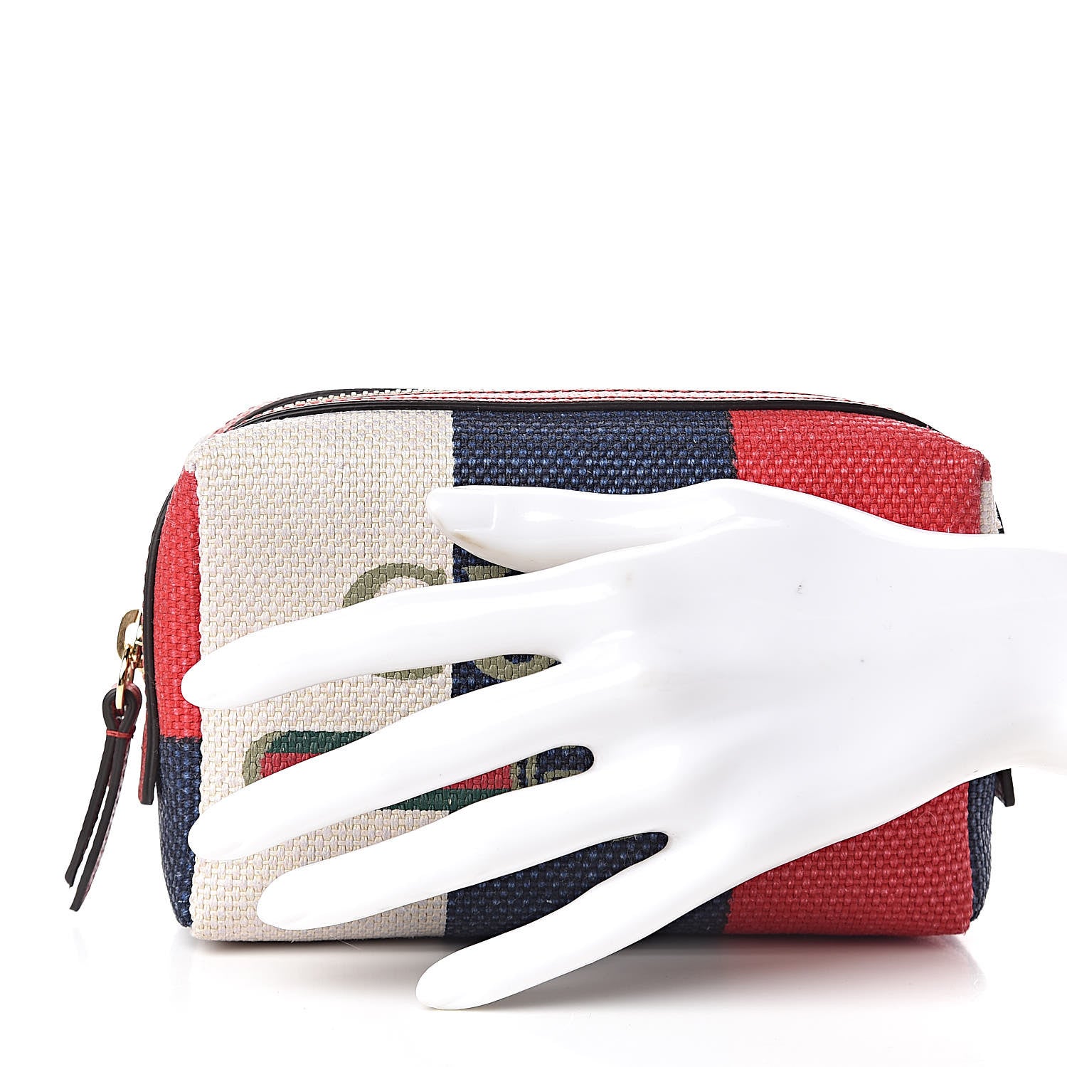 Gucci Canvas Sylvie Stripe Logo Cosmetic Case Mystic White Hibiscus Red Maritime 2 of 7