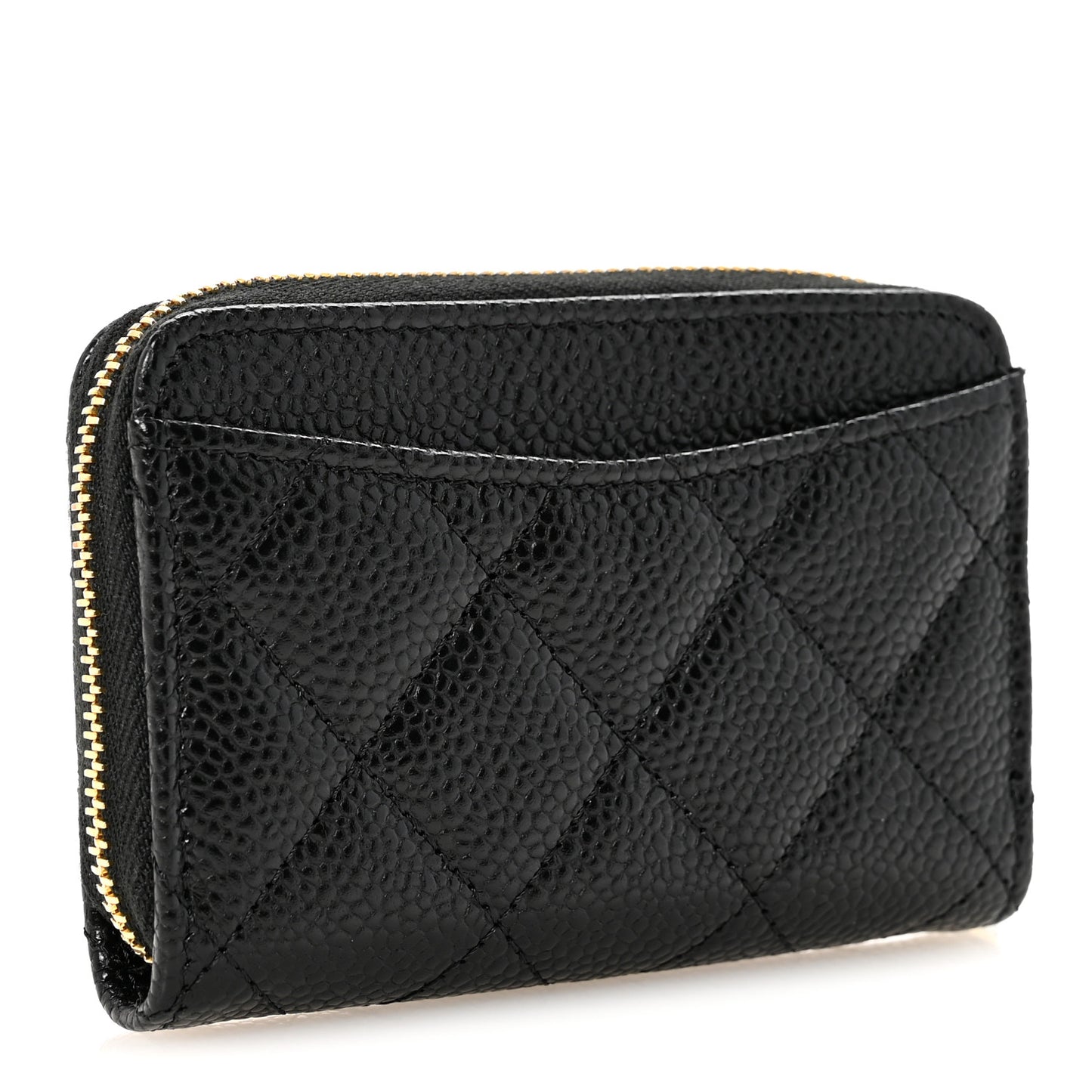 Caviar Quilted Zip Coin Purse Black