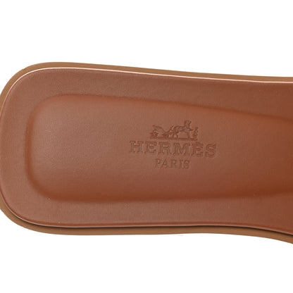 Hermes Box Calfskin Oran Sandals 37 Gold 7 of 10
