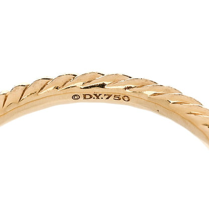 David Yurman 18K Yellow Gold Diamond 2mm Cable Collectibles Band Ring 54 7 4 of 5