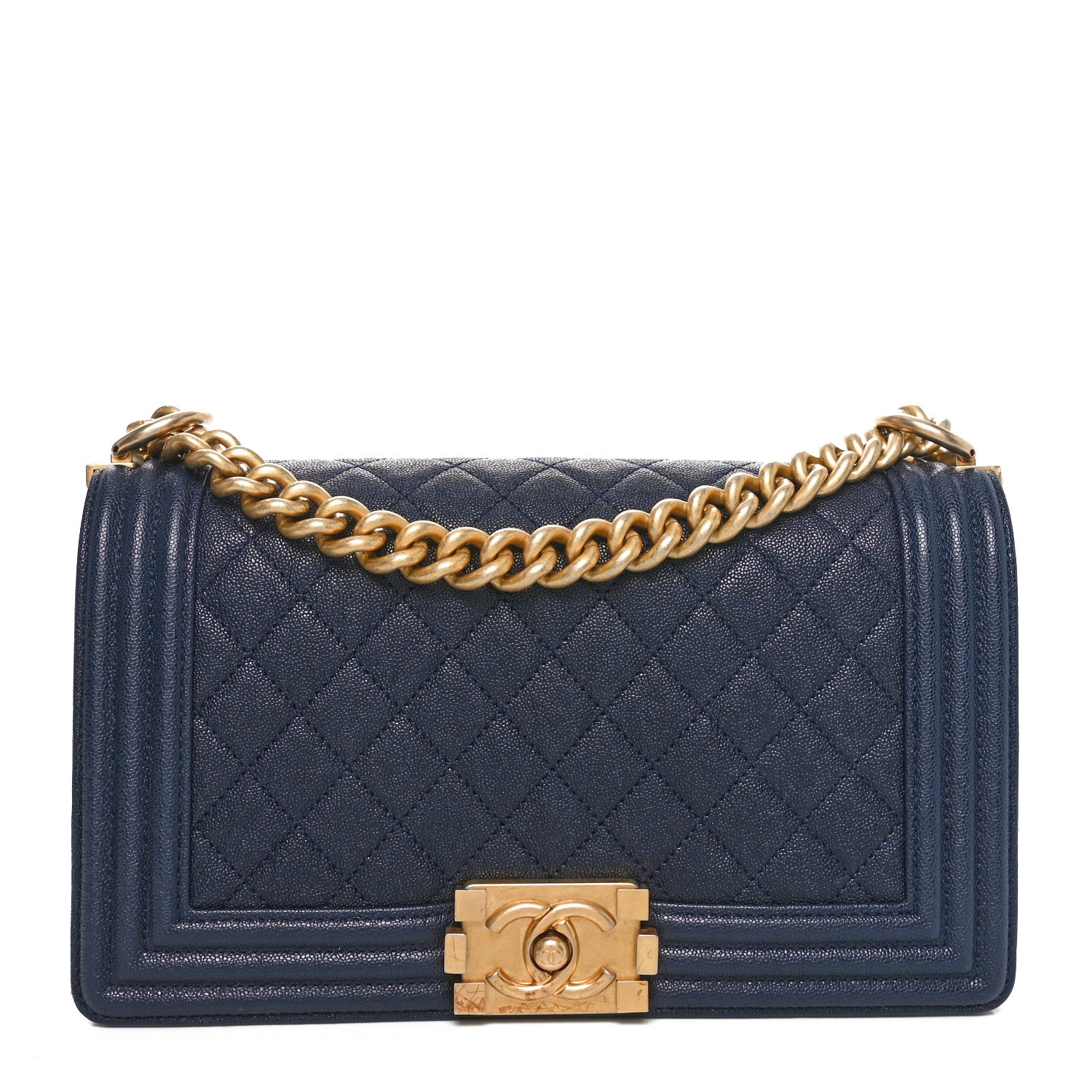 Chanel Iridescent Caviar Quilted Medium Boy Flap Dark Blue 1 of 10