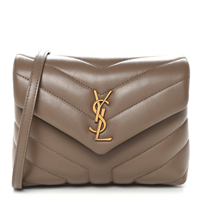 Saint Laurent Calfskin Y Quilted Monogram Toy Loulou Crossbody Bag Taupe 1 of 12