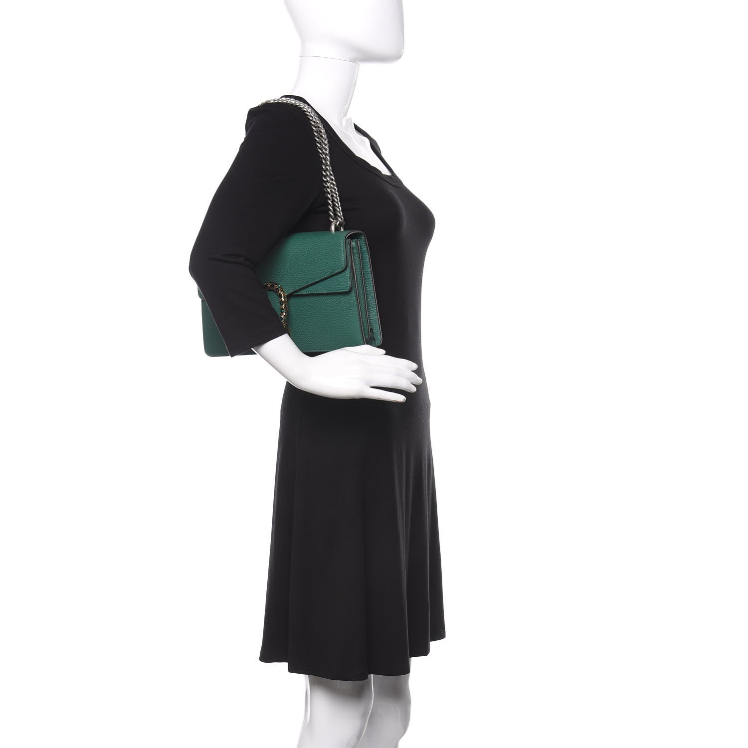 Gucci Pebbled Calfskin Small Dionysus Shoulder Bag Emerald 2 of 12
