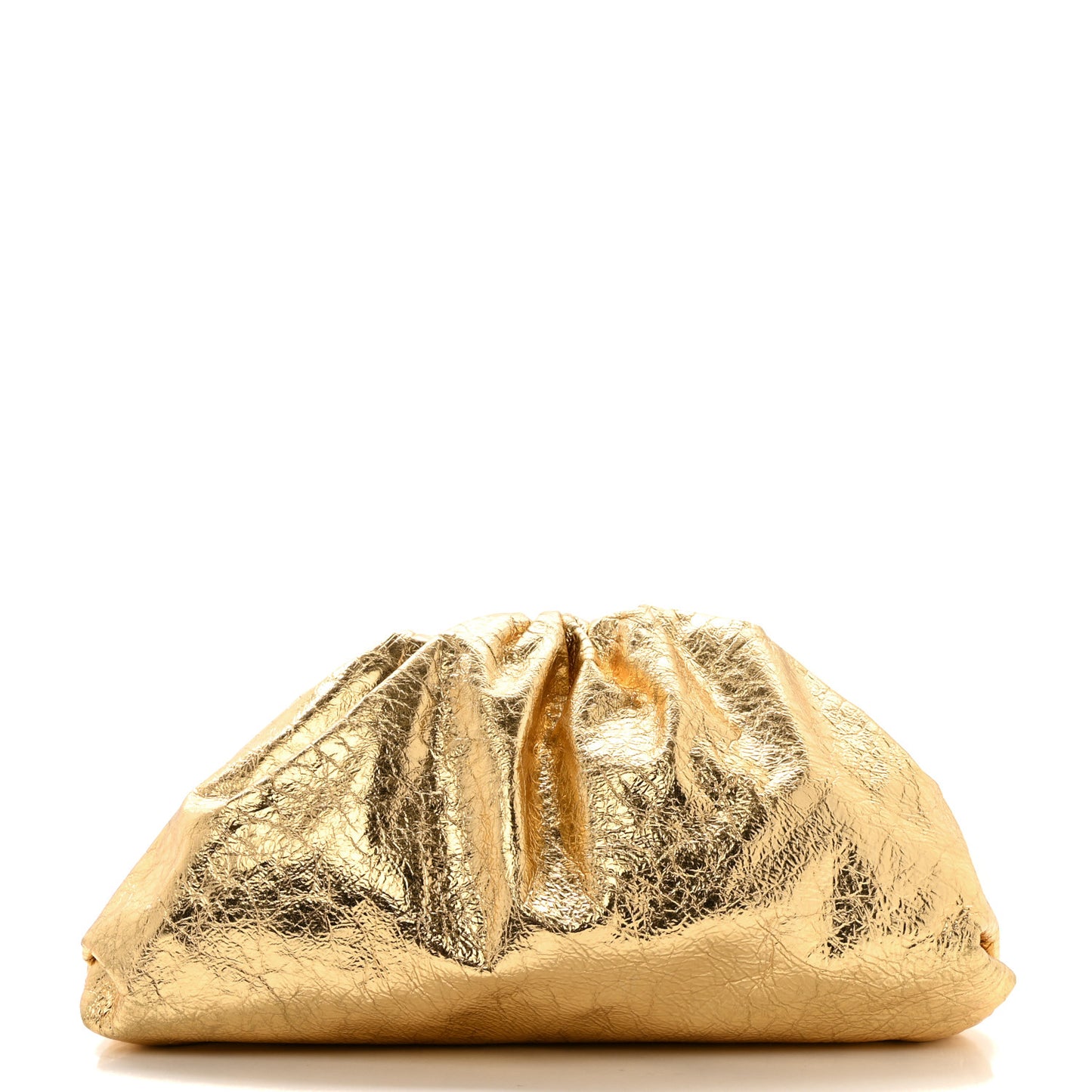 Metallic Crinkled Lambskin The Pouch Oversized Clutch Oro