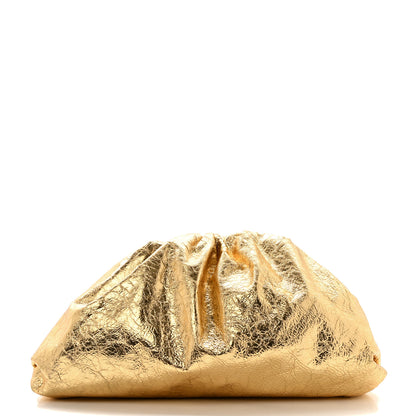 Bottega Veneta Metallic Crinkled Lambskin The Pouch Oversized Clutch Oro 1 of 9