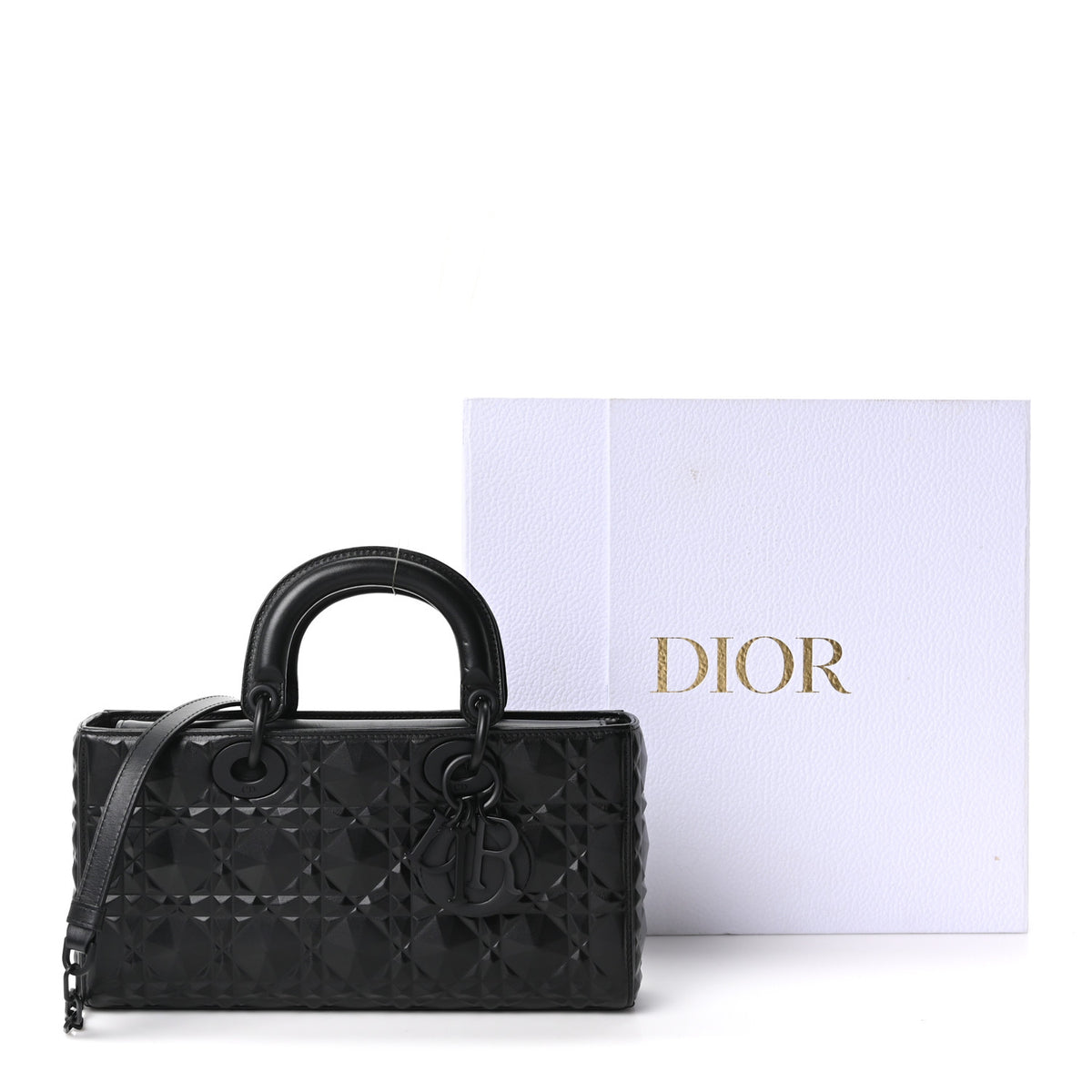 Calfskin Cannage Diamond Medium Lady D-Joy Black