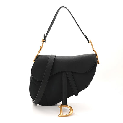 Christian Dior Grained Calfskin Saddle Bag With Strap Black 1 of 10