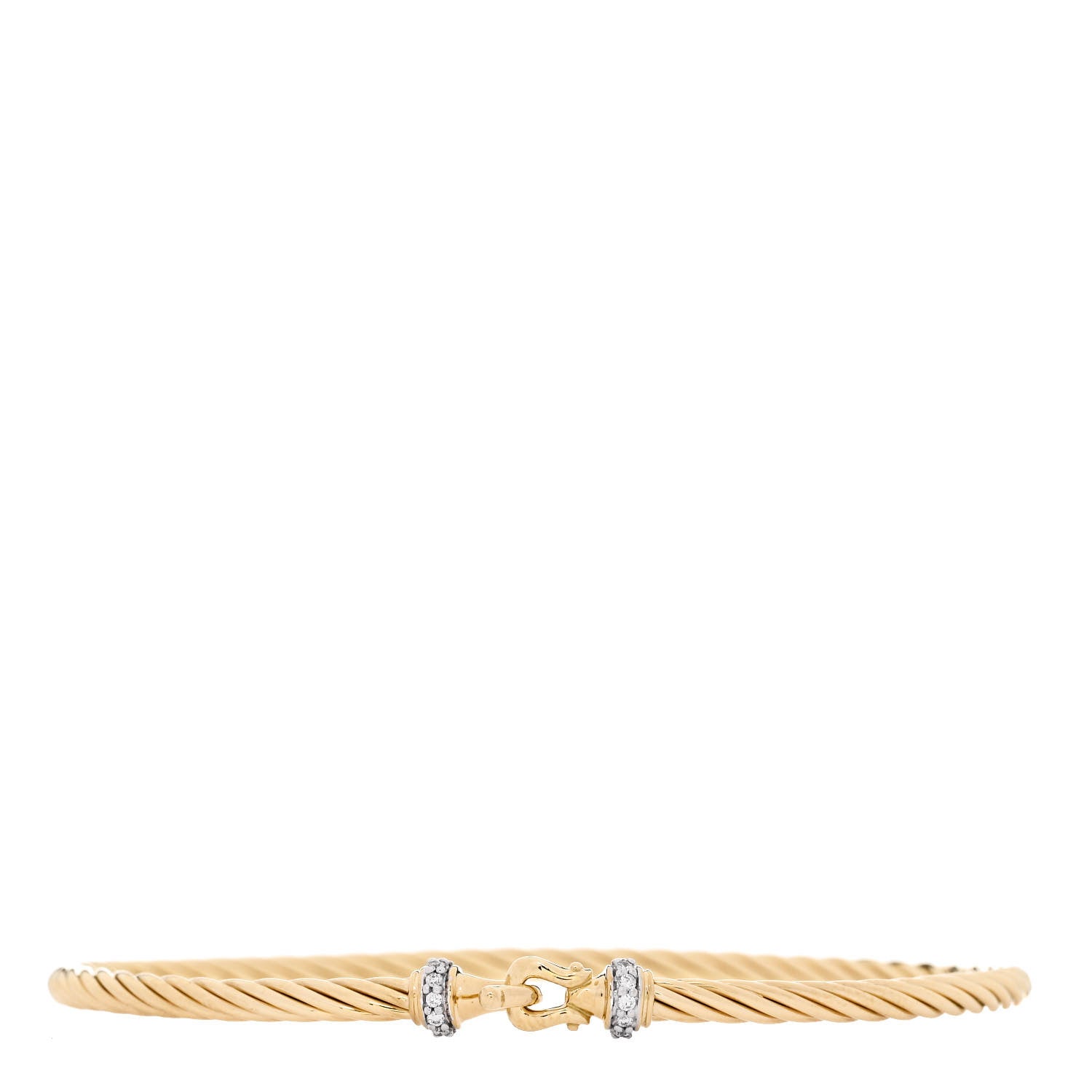 David Yurman 18K Yellow Gold Diamond 2.6mm Cable Collectibles Buckle Bracelet 1 of 4