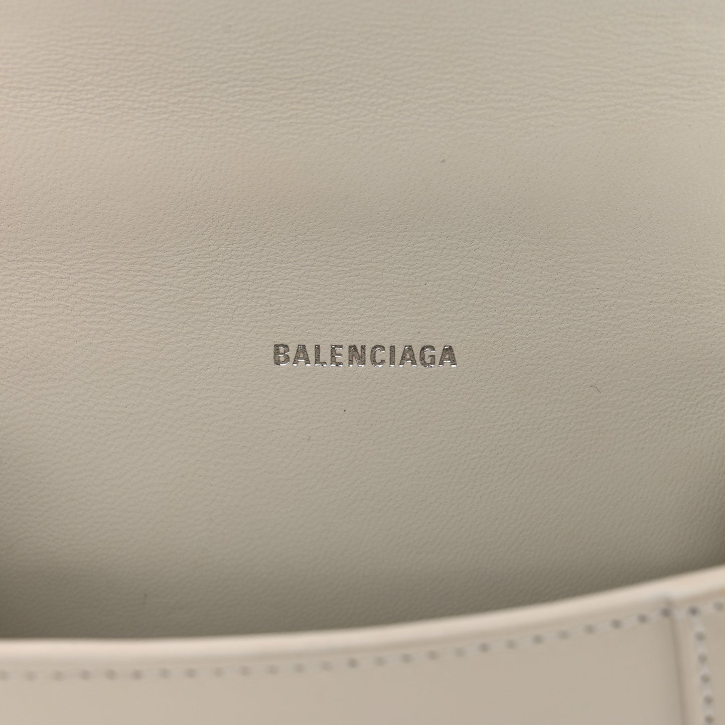 Shiny Box Calfskin Hourglass Top Handle Bag XS Chalky White