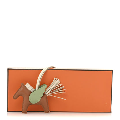 Hermes Milo Lambskin Grigri Rodeo Pegase Horse Bag Charm PM Craie Gold Vert Criquet 6 of 6