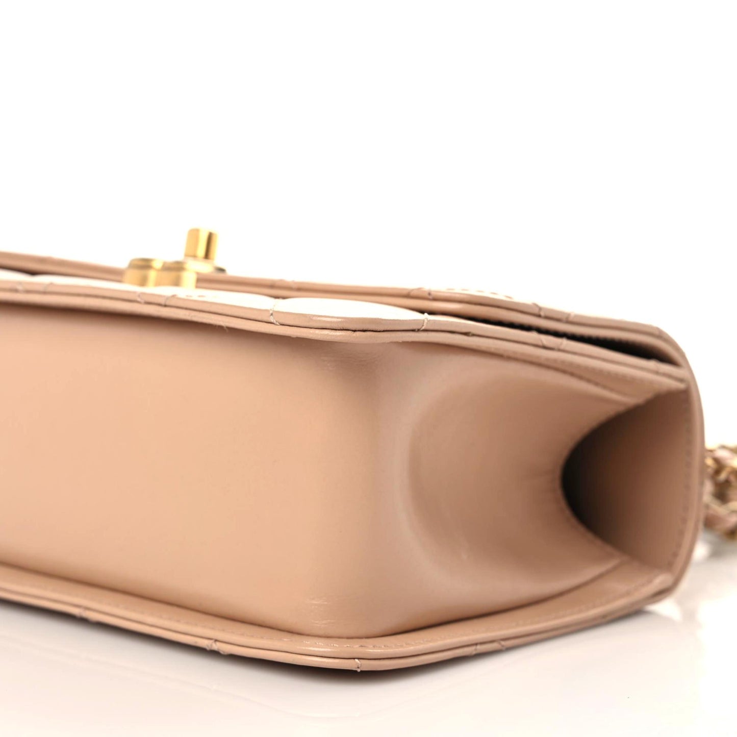 Calfskin Quilted Mini Perfect Fit Flap Beige