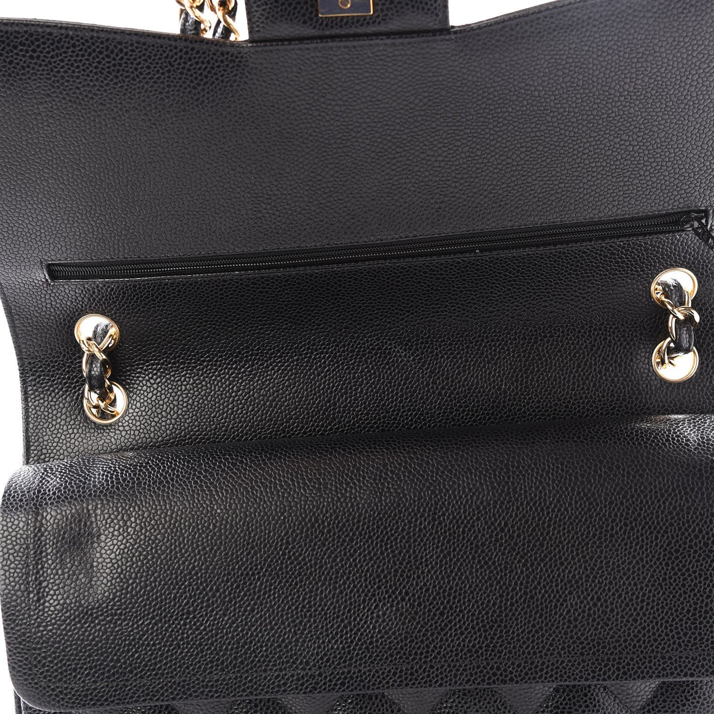 Caviar Quilted Jumbo Double Flap Black