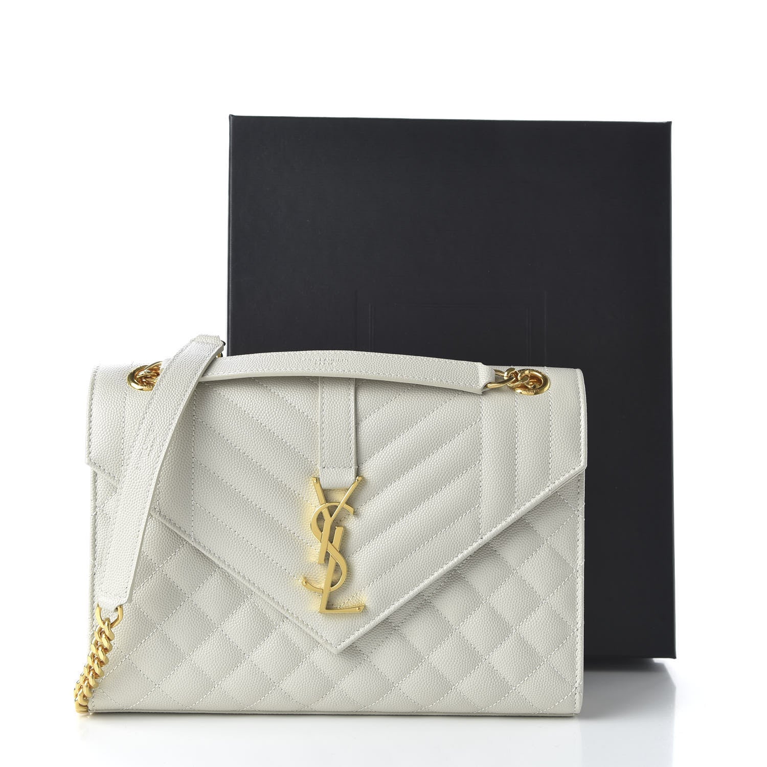 Saint Laurent Grain De Poudre Textured Mixed Matelasse Medium Triquilt Monogram Satchel Porcellana 10 of 10