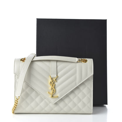 Saint Laurent Grain De Poudre Textured Mixed Matelasse Medium Triquilt Monogram Satchel Porcellana 10 of 10
