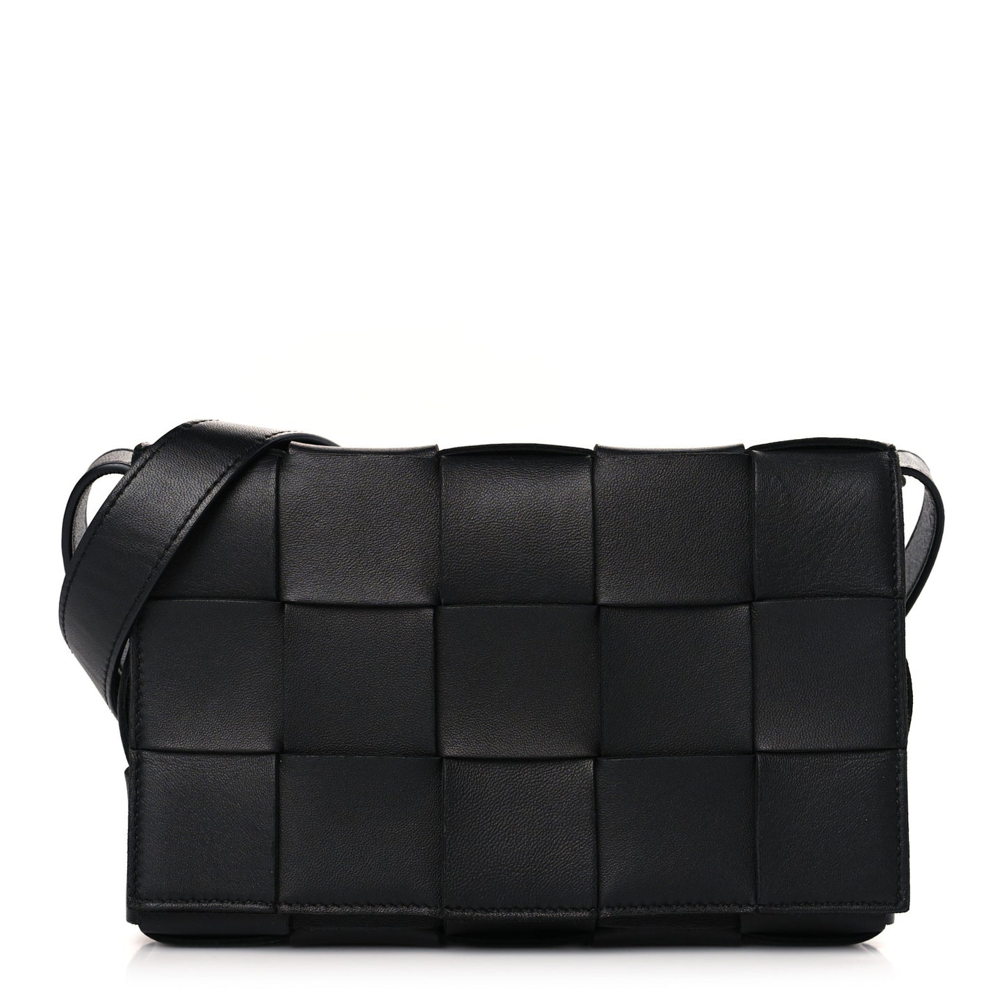 Lambskin Maxi Intreccio Small Cassette Crossbody Bag Black