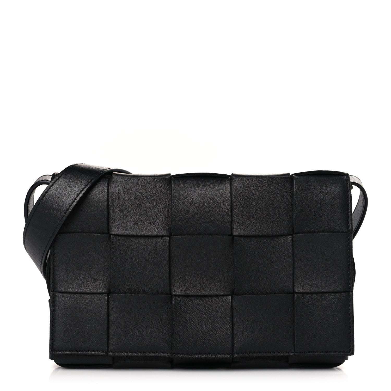 Bottega Veneta Lambskin Maxi Intreccio Small Cassette Crossbody Bag Black 1 of 9