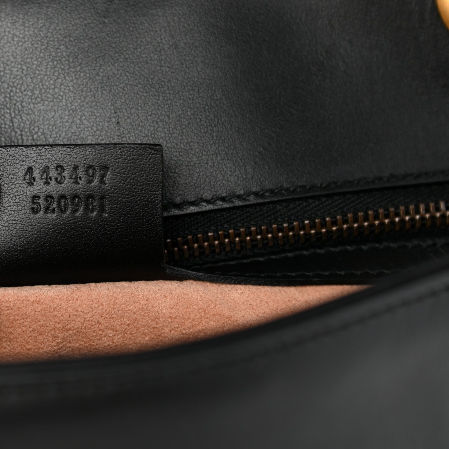 Calfskin Matelasse Small GG Marmont Shoulder Bag Black