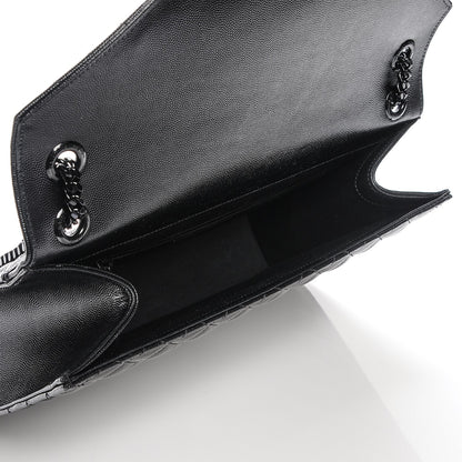 Saint Laurent Grain De Poudre Textured Mixed Matelasse Large Triquilt Monogram Monochrome Satchel Black 5 of 7
