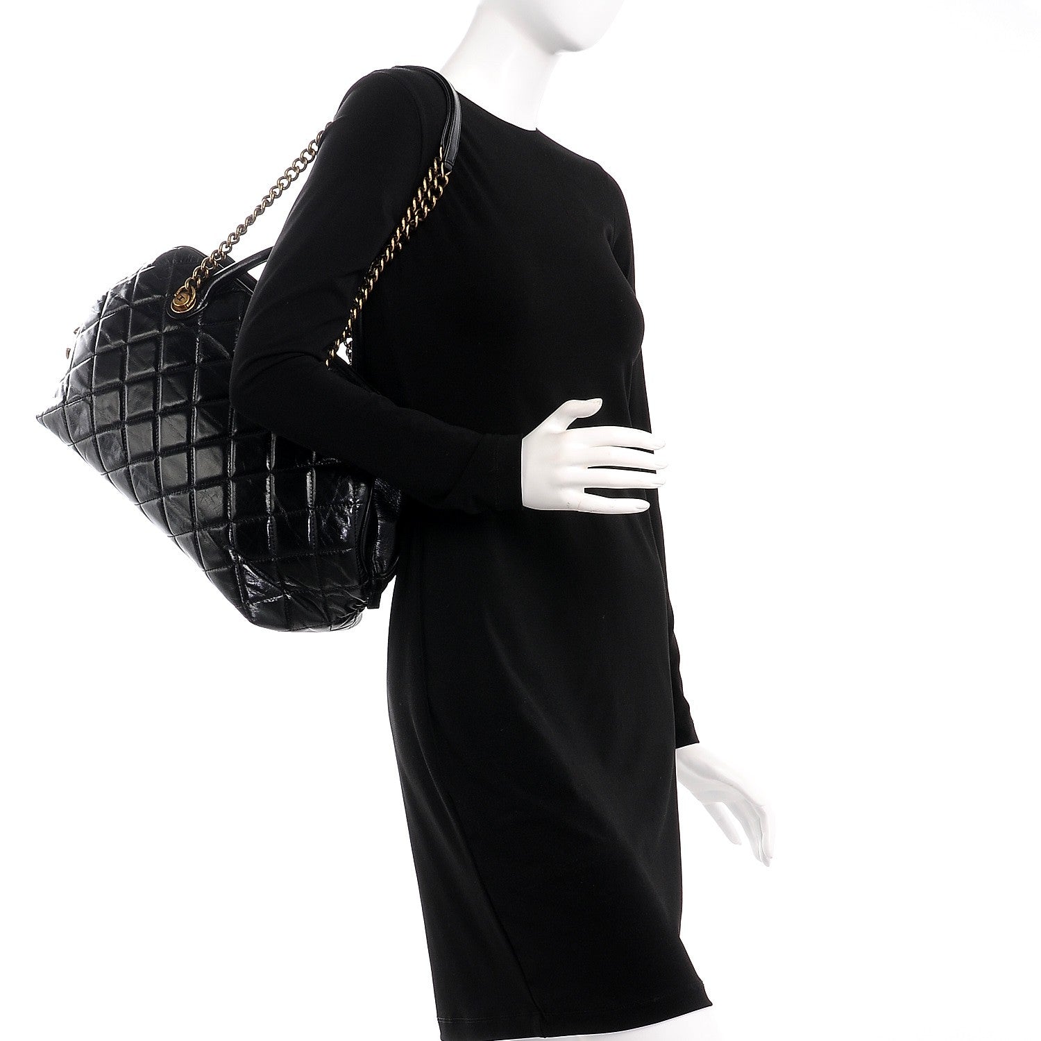 Chanel Glazed Calfskin Castle Rock Bowling Bag Black 2 of 12