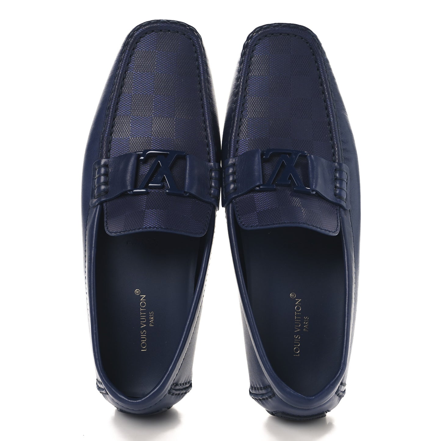 Damier Mens Monte Carlo Car Shoe Moccasin Loafers 10 Blue