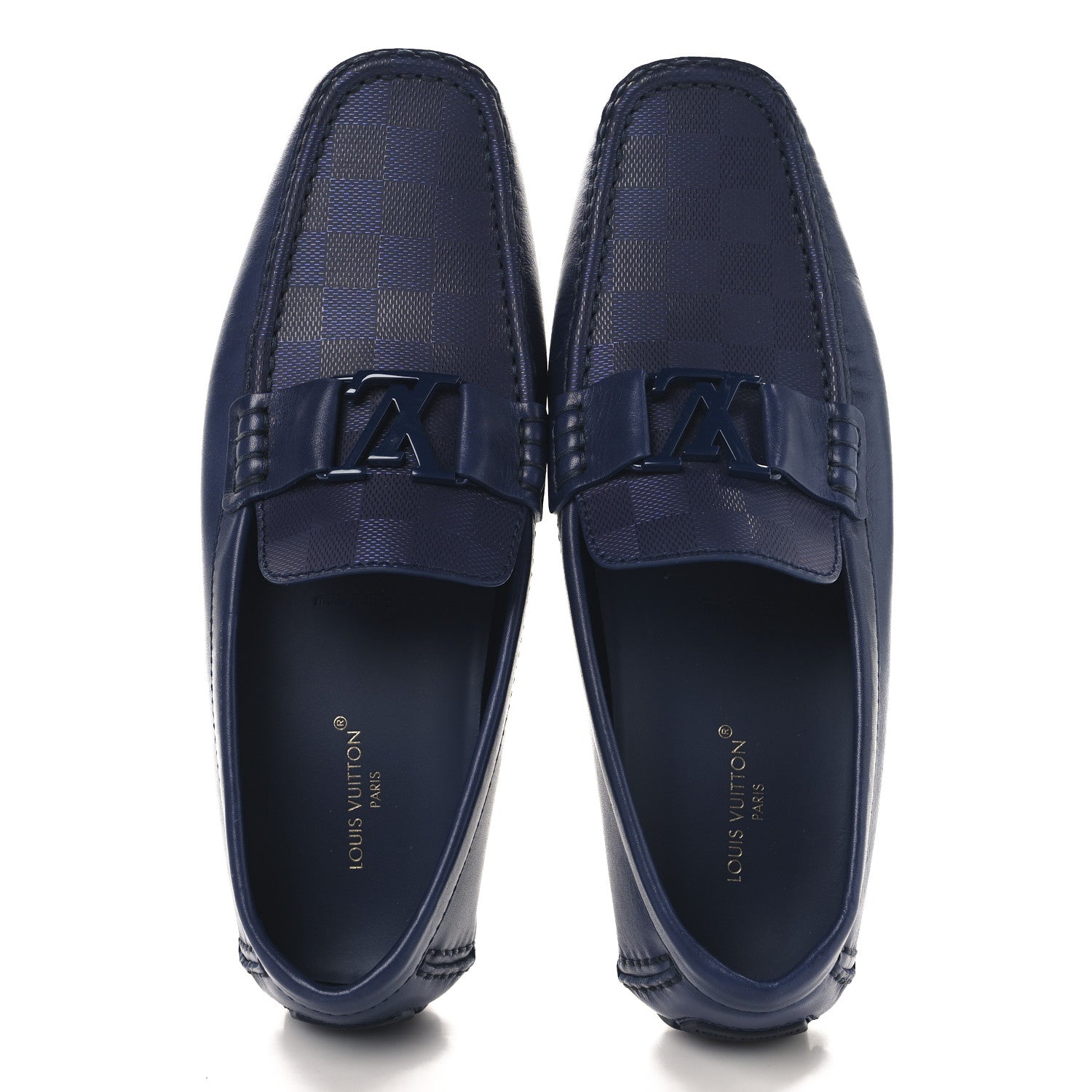 Louis Vuitton Damier Mens Monte Carlo Car Shoe Moccasin Loafers 10 Blue 2 of 9
