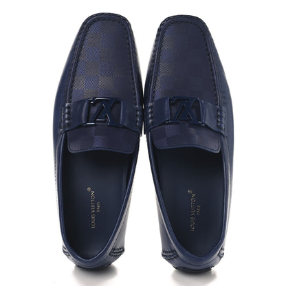 Louis Vuitton Damier Mens Monte Carlo Car Shoe Moccasin Loafers 10 Blue 2 of 9