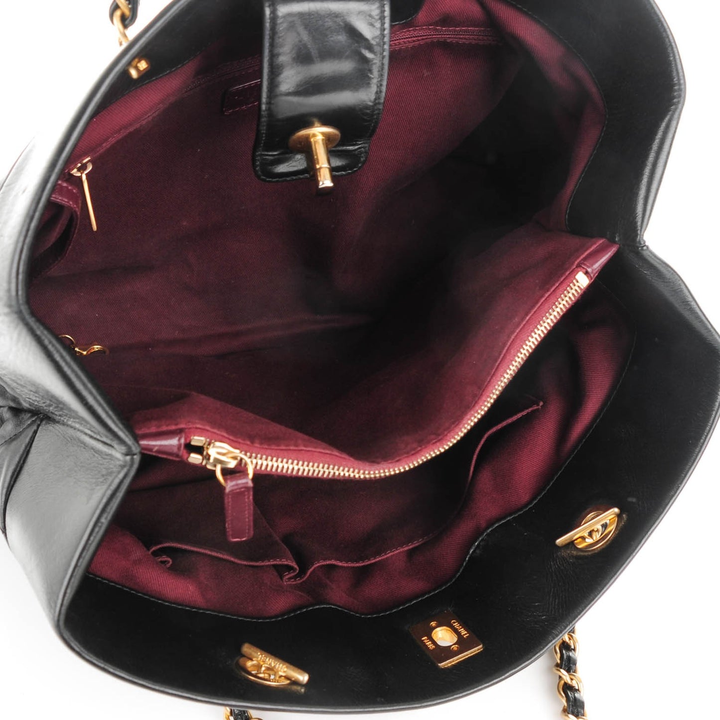 Calfskin Quilted Large Soft Elegance Tote Black