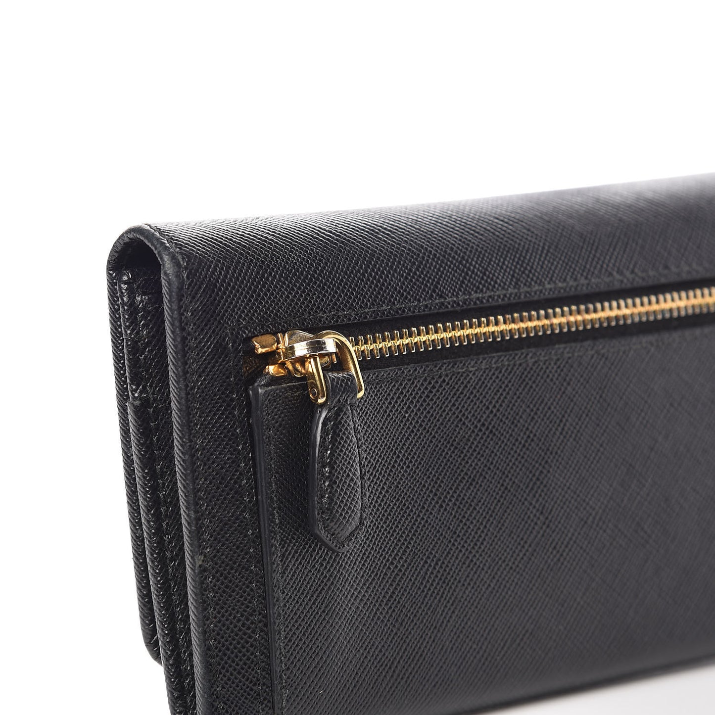 Saffiano Metal Continental Flap Wallet Black