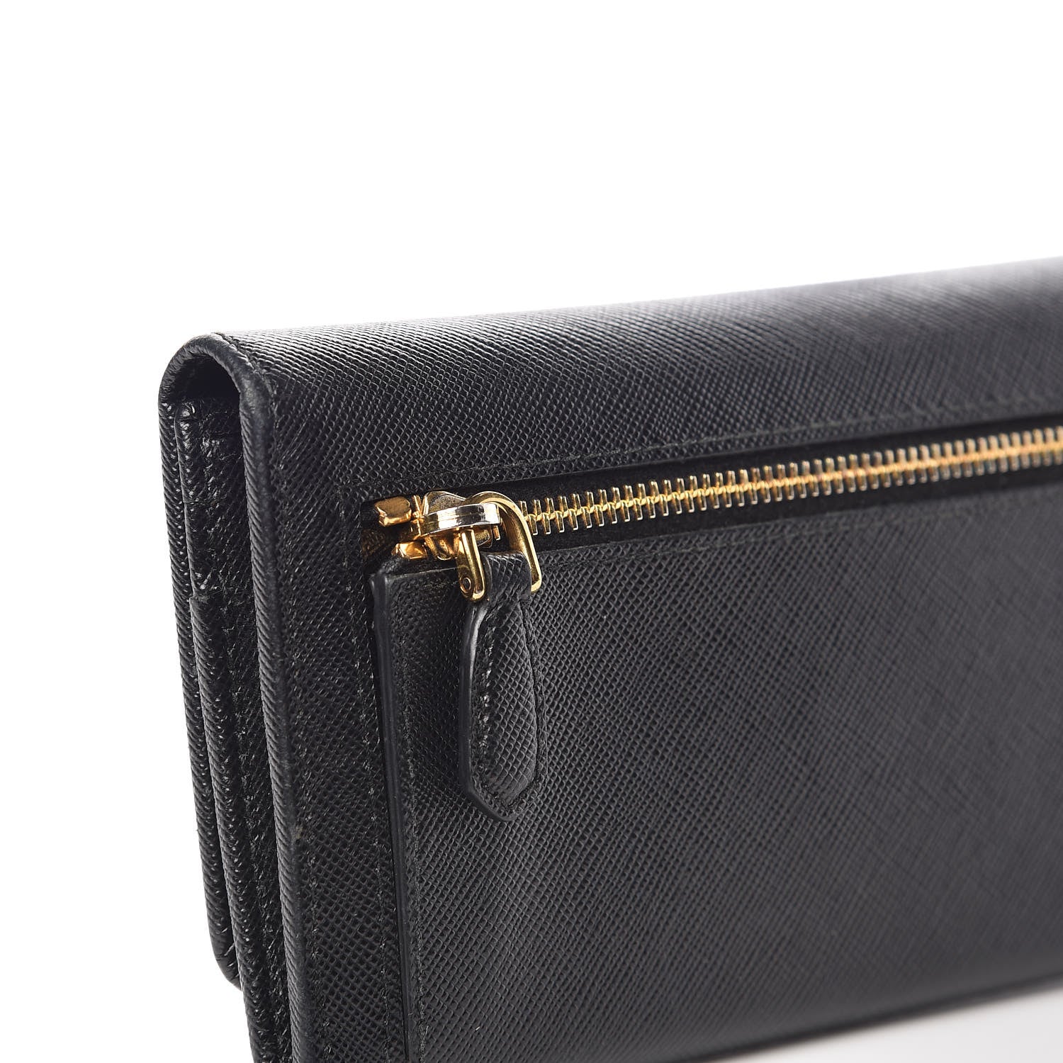 Prada Saffiano Metal Continental Flap Wallet Black 6 of 8