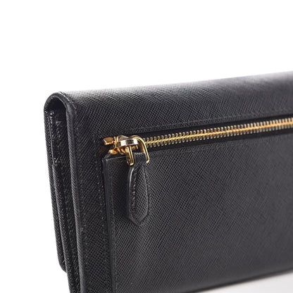 Prada Saffiano Metal Continental Flap Wallet Black 6 of 8