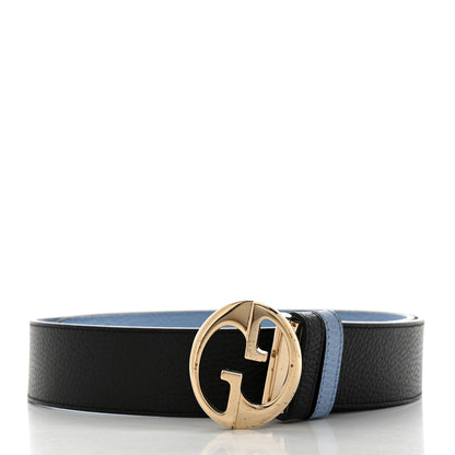 Gucci Dollar Calfskin 1973 Reversible Belt 90 36 Black Mineral Blue 2 of 6