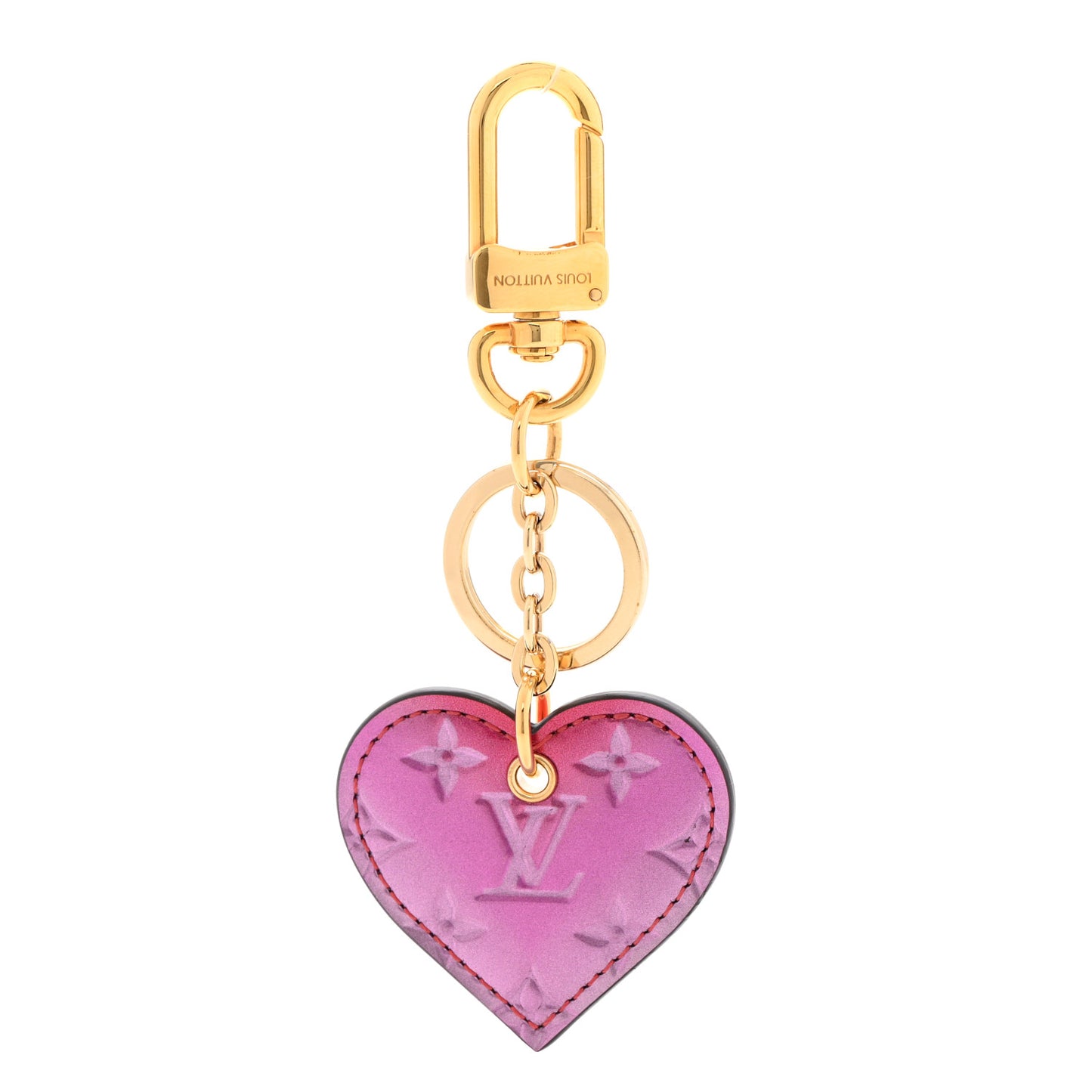 Vernis Degrade Love Lock Heart Key Holder Bag Charm Pink Red