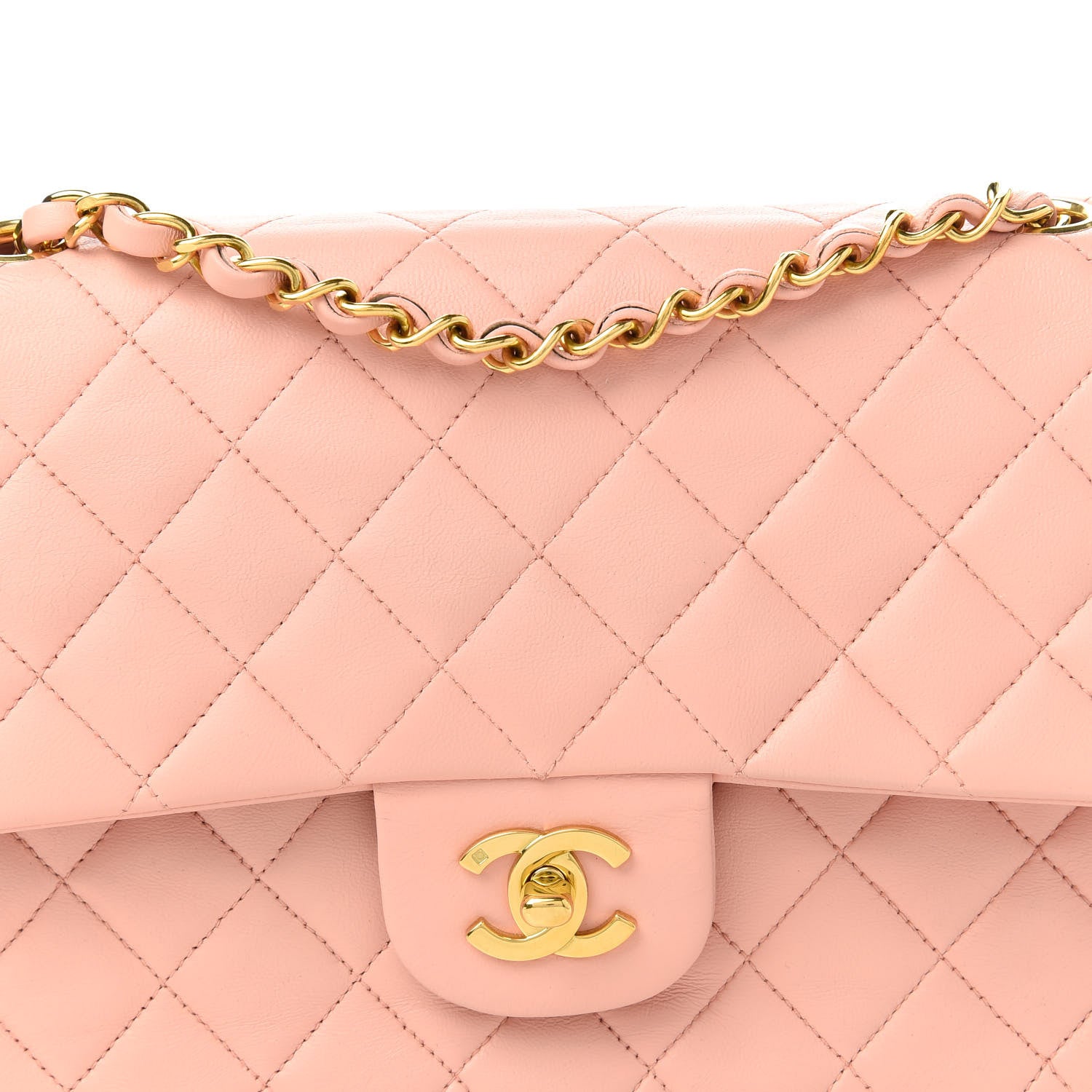 Chanel Lambskin Quilted Medium Double Flap Light Pink 11 of 12