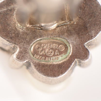 Chanel Pearl Crystal CC Cufflinks Silver 4 of 5