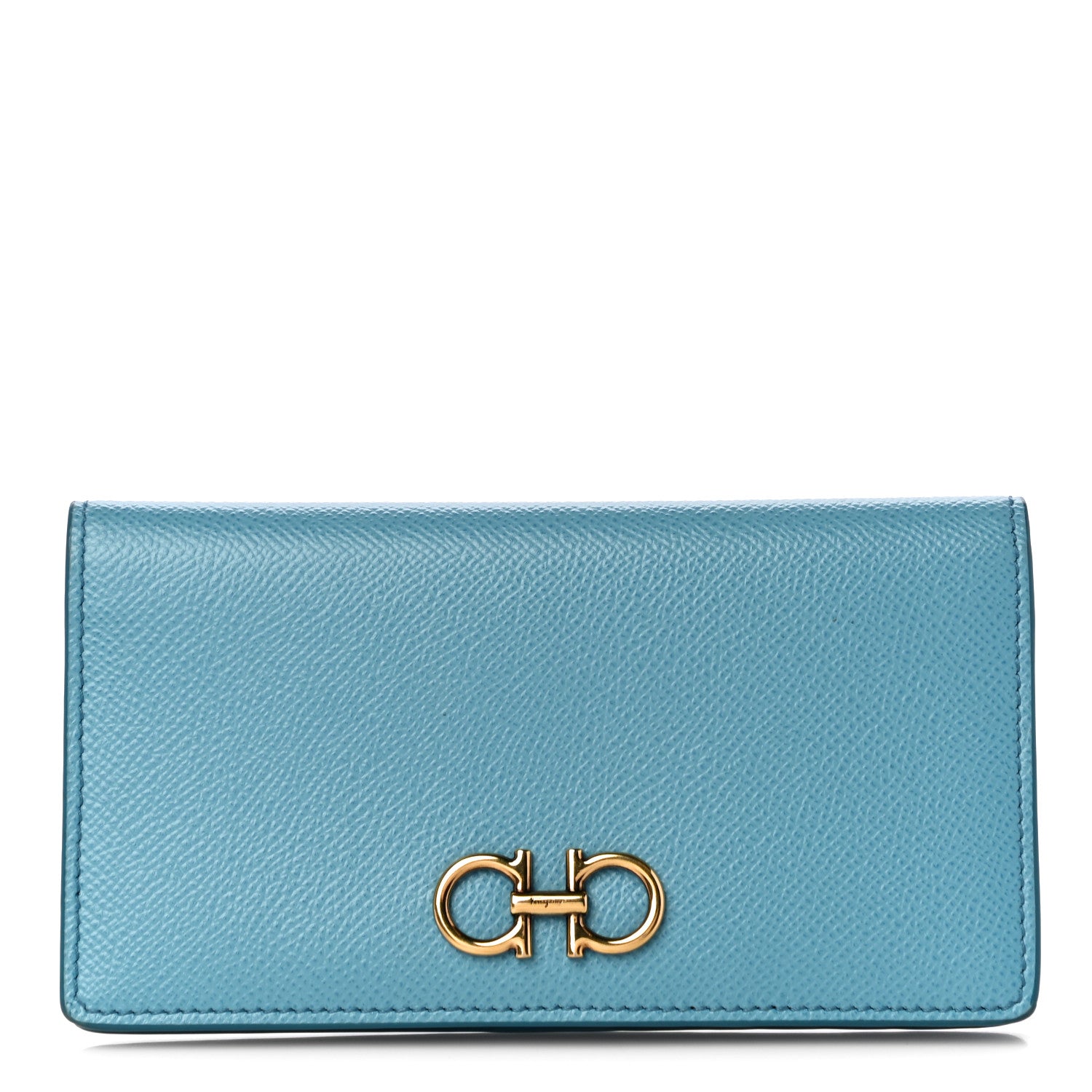 Salvatore Ferragamo Grained Calfskin Gancini Continental Wallet Scandinavian Sky 1 of 10