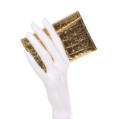 Chanel Metallic Calfskin Crocodile Embossed Cocodile Card Holder Gold 2 of 9