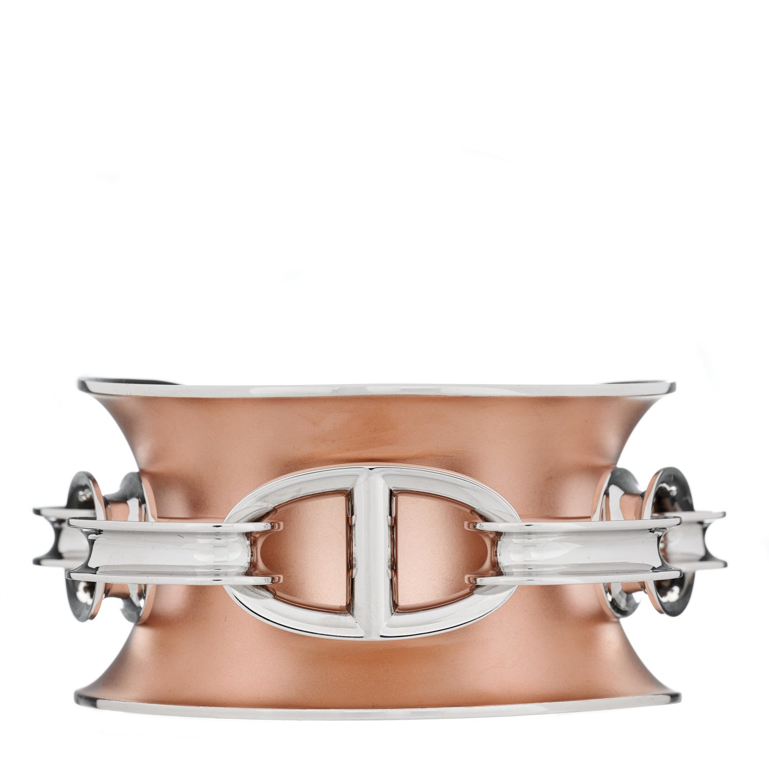 Hermes Sterling Silver Rose Gold Vermeil TGM Reponse Bracelet LG 1 of 3