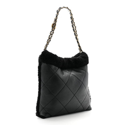 Chanel Aged Lambskin Shearling Quilted Small Chanel 22 Black 4 of 11