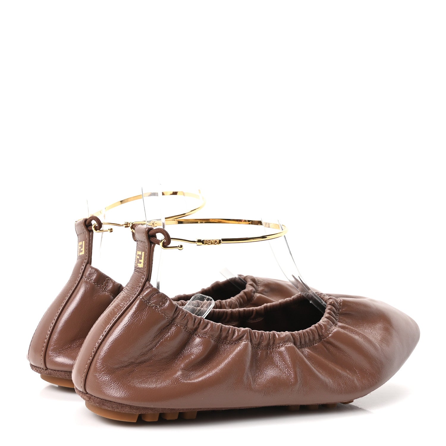 Fendi Vitello Filo Ballerina Flats 35 Brown 5 of 9