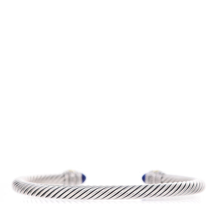David Yurman Sterling Silver 14K Yellow Gold Lapis Lazuli 5mm Cable Classics Bracelet 4 of 6