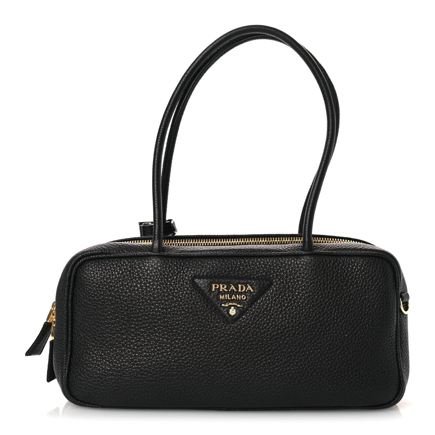 Vitello Daino Medium East West Top Handle Bag Black