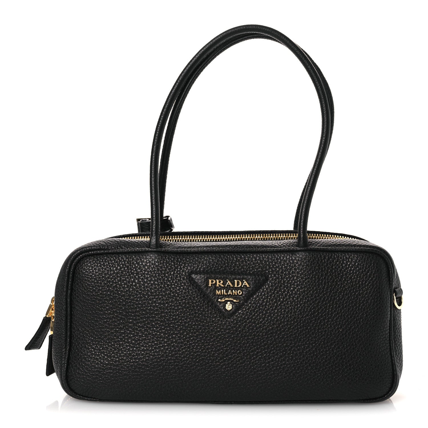 Prada Vitello Daino Medium East West Top Handle Bag Black 1 of 10