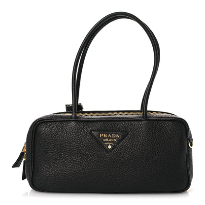 Prada Vitello Daino Medium East West Top Handle Bag Black 1 of 10