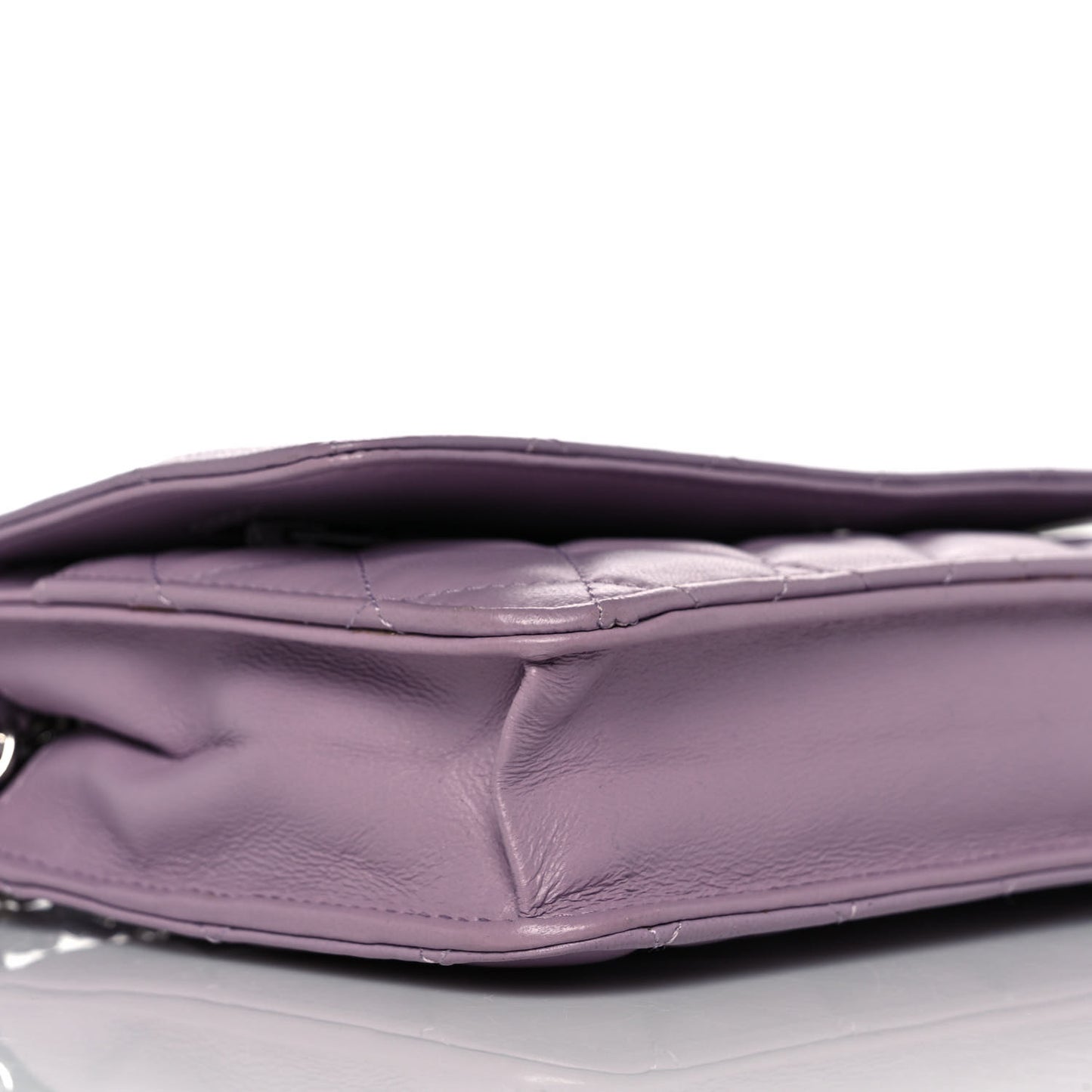 Lambskin Quilted Wallet On Chain WOC Light Purple
