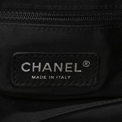 Chanel Striped Canvas Logo Tote Black 6 of 10
