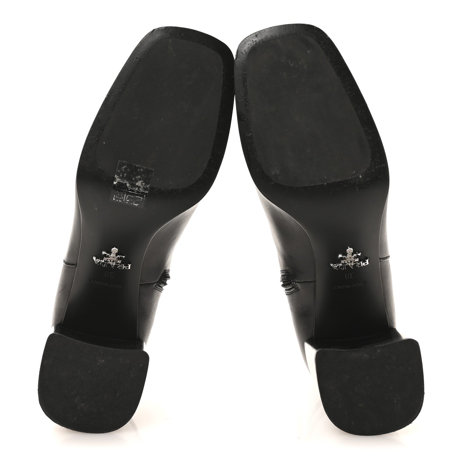 Prada Vitello Triangle Logo Ankle Boots 38 Black 6 of 7