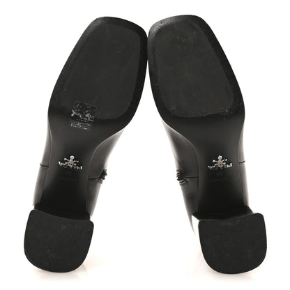 Prada Vitello Triangle Logo Ankle Boots 38 Black 6 of 7