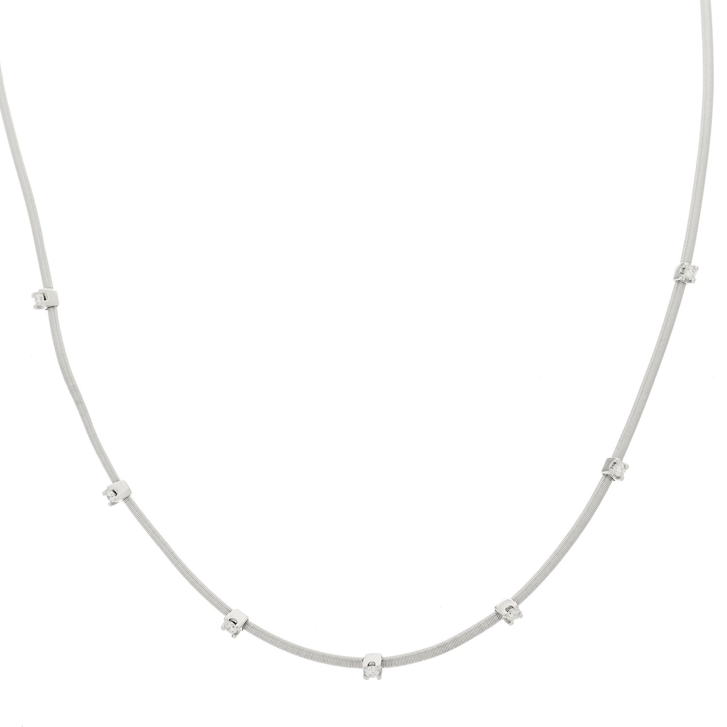 Marco Bicego 18K White Gold Diamond Masai Seven Station Necklace