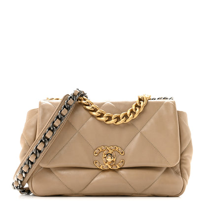Chanel Lambskin Quilted Medium Chanel 19 Flap Dark Beige 1 of 13